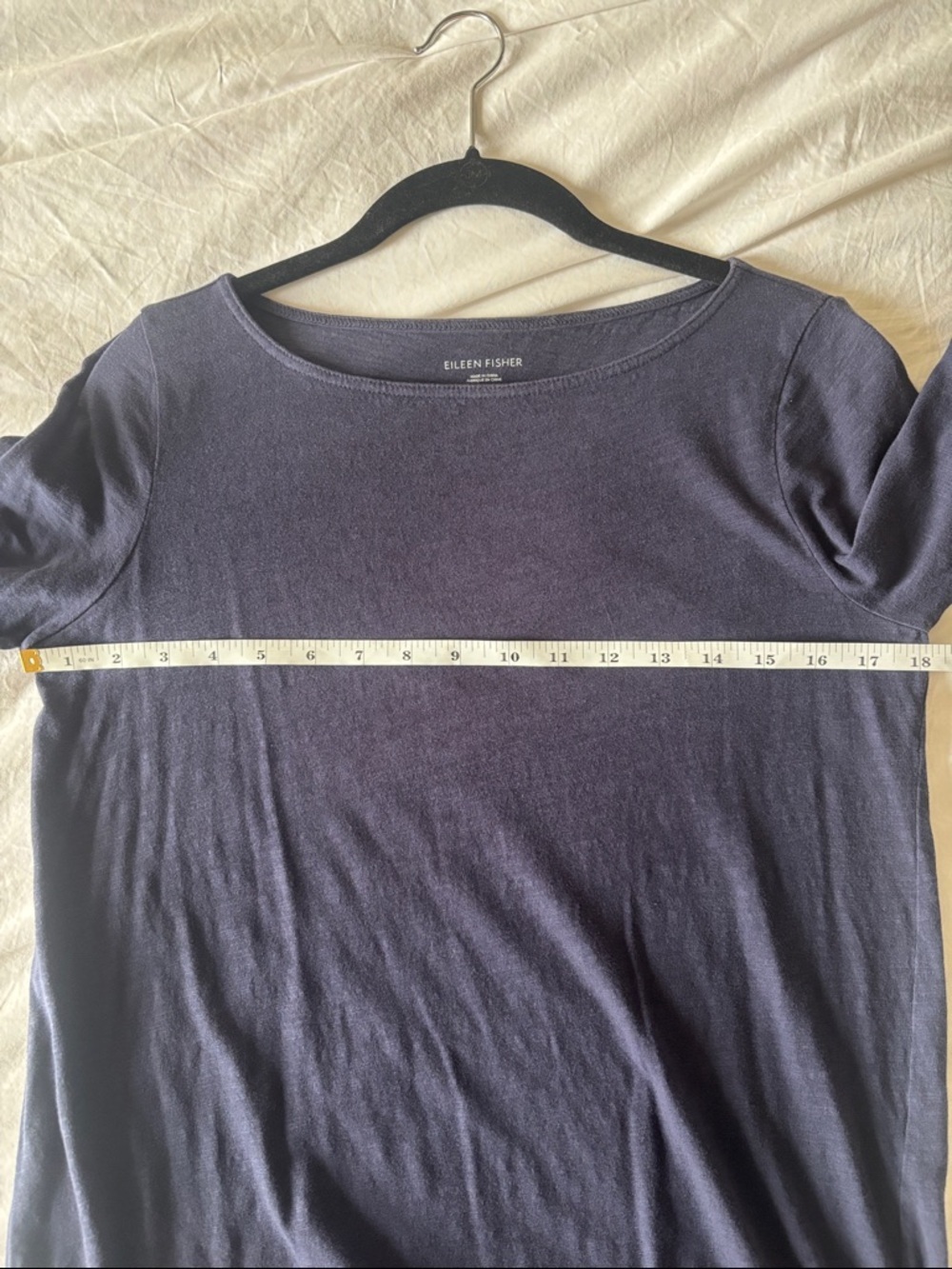 Eileen Fisher Organic Cotton Slub Long-Sleeve Tee, Midnight, XS - Picture 4 of 7
